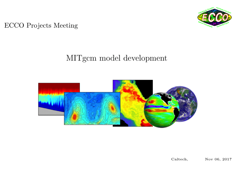Presentation title page: MITgcm Model Development