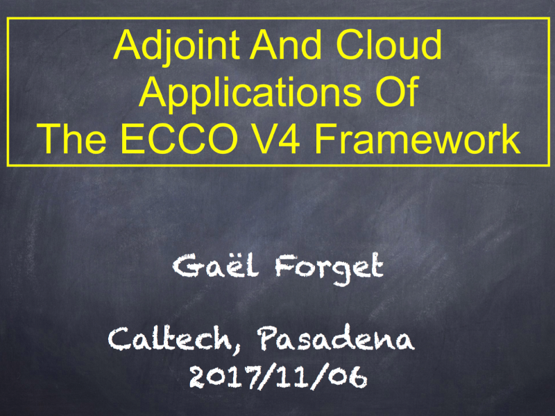 Presentation title page: Adjoint and Cloud Applications of the ECCO V4 Framework