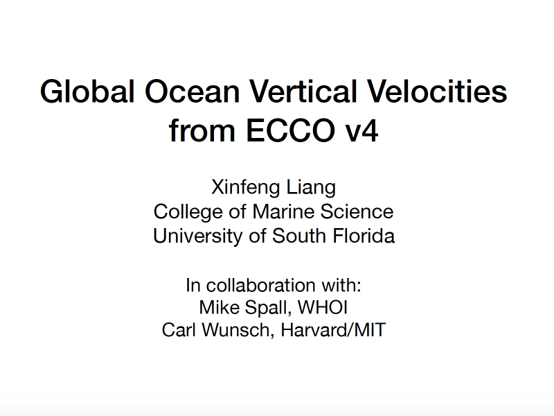 Presentation title page: Global Ocean Vertical Velocities from ECCO v4