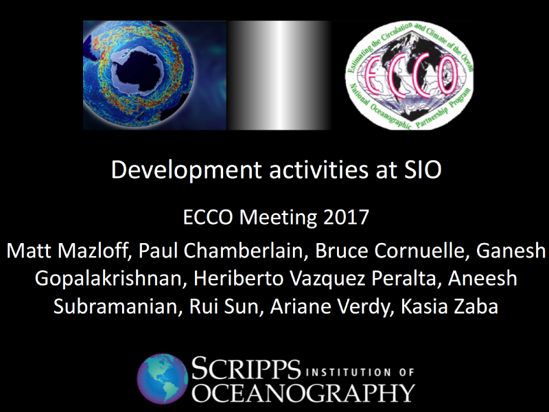 Presentation title page: Development Activities at SIO