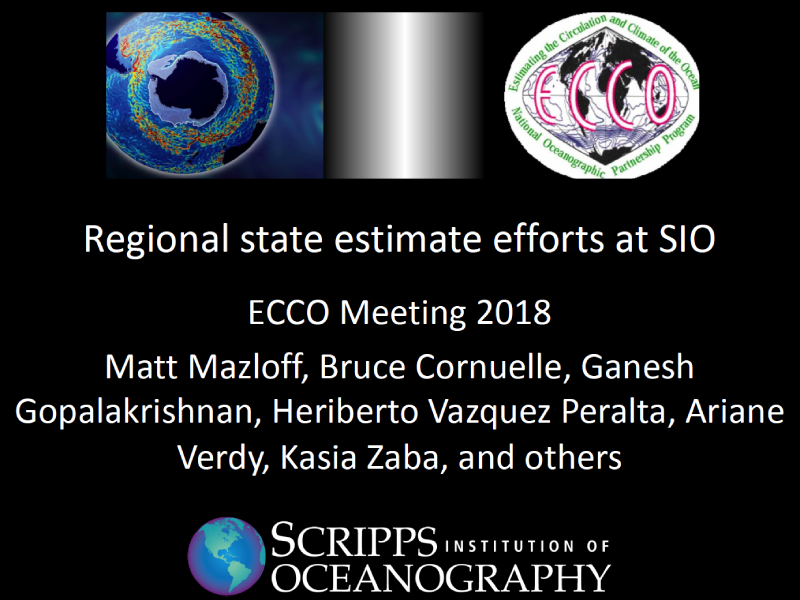 Presentation title page: Regional State Estimate Efforts at SIO