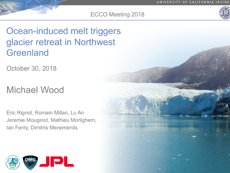 Presentation title page: Ocean-induced Melt Triggers Glacier Retreat in Northwest Greenland