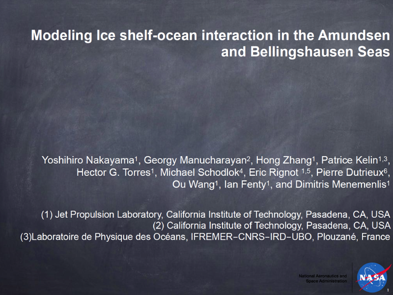 Presentation title page: Modeling Ice Shelf-ocean Interaction in the Amundsen and Bellingshausen Seas