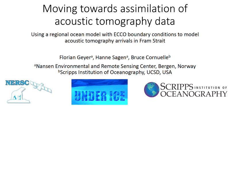 Presentation title page: Moving Towards Assimilation of Acoustic Tomography Data