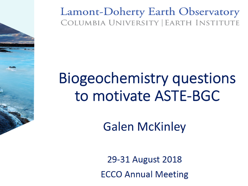 Presentation title page: Biogeochemistry Questions to Motivate ASTE-BGC