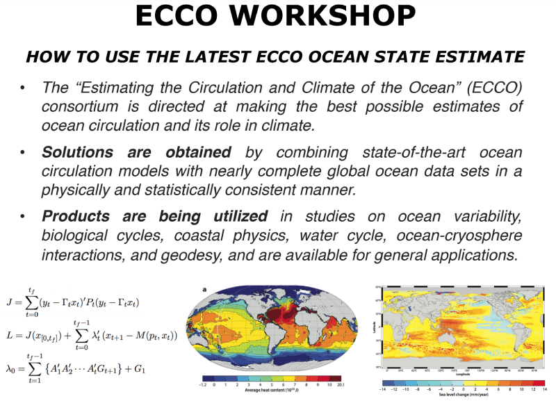Presentation title page: ECCO Town Hall: How to Use the Latest ECCO Ocean State Estimate