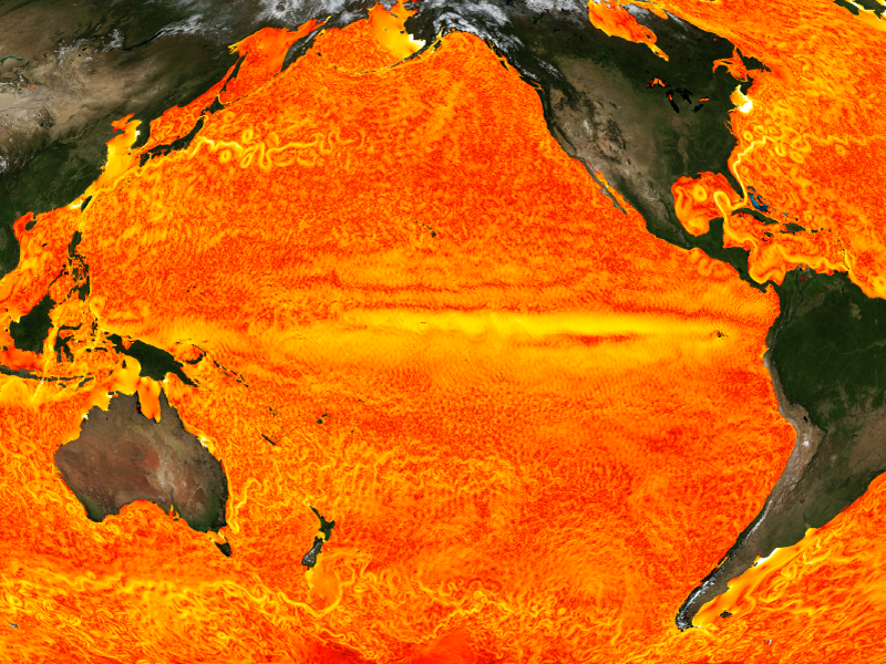 Sea surface speeds simulated in very high resolution