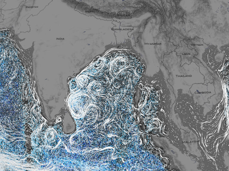 Ocean flows around southeast Asia