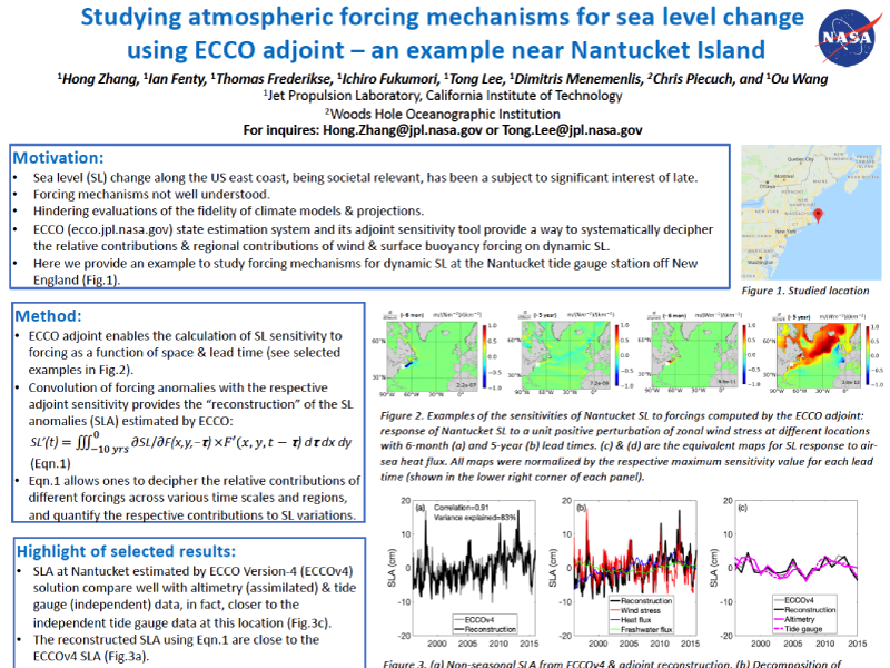 Presentation title page: Studying Atmospheric Forcing Mechanisms for Sea Level Change using ECCO Adjoint - an Example near Nantucket Island